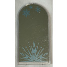 LEGO Glass for Window 1 x 6 x 7 with Curved top with Mirror and Metallic Light Blue Ice Crystal and Snowflakes Sticker (65066)