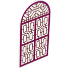 LEGO Glass for Window 1 x 6 x 7 with Curved top with Pink Lattice (65066 / 67607)