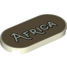 LEGO Glow in the Dark Solid White Tile 2 x 4 with Rounded Ends with Africa (66857 / 80056)