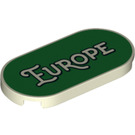 LEGO Glow in the Dark Solid White Tile 2 x 4 with Rounded Ends with Europe (66857 / 78972)