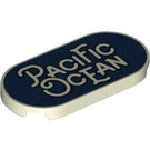 LEGO Glow in the Dark Solid White Tile 2 x 4 with Rounded Ends with Pacific Ocean (66857 / 87605)