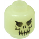 LEGO Glow in the Dark Transparent White Minifig Head with Evil Skeleton Skull (Safety Stud) (3626 / 52703)