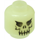 LEGO Glow in the Dark Transparent White Minifig Head with Evil Skeleton Skull (Safety Stud) (42011 / 52703)