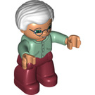 LEGO Grandmother mit Sand Green oben und sehr hellgraues Haar und fleischige Hände