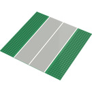 LEGO Verde Placa Base 32 x 32 (7-Espiga) Recto con Runway (Estrecho)