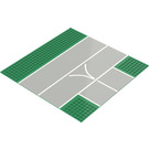 LEGO Verde Placa Base 32 x 32 (7-Espiga) con T Intersection y Runway con "V" estrecha