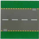 LEGO Vert Plaque de Base 32 x 32 Road 6-Stud Droit avec blanc Dashed Lines (44336 / 54201)