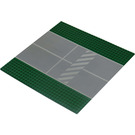 LEGO Verde Placa Base 32 x 32 Road 7-Espiga Recto w/ Runway Crosswalk Patt. (81733)