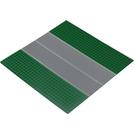 LEGO Groen Grondplaat 32 x 32 Road 9-Nop Recht met Runway