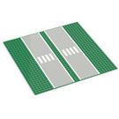 LEGO Grøn Bundplade 32 x 32 med Dual Lane Road med Dual Lane Road og Crosswalk Mønster (30225 / 53105)