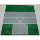 LEGO Green Baseplate 32 x 32 with Road with 9-Stud T Intersection with "V"