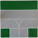 LEGO Green Baseplate 32 x 32 with Road with 9-Stud T Intersection with "V"