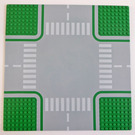 LEGO Groen Grondplaat 32 x 32 met Road met Crossroads