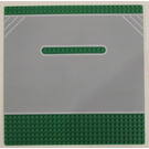 LEGO Green Baseplate 32 x 32 with Road with White Outlines and Corner Hash Marks Pattern
