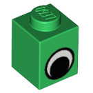 LEGO Grün Backstein 1 x 1 mit Eye ohne Punkt auf der Pupille (48421 / 82357)