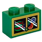 LEGO Grün Backstein 1 x 2 mit Bolzen auf Eins Seite mit Sweets behind Tür Aufkleber (11211)