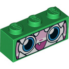 레고 녹색 벽돌 1 x 3 ~와 함께 고양이 얼굴 '공룡 Unikitty' (3622 / 38889)