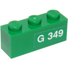 LEGO Groen Steen 1 x 3 met 'G 349' (Rechtsaf) Sticker (3622)