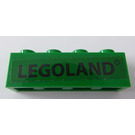 LEGO Green Brick 1 x 4 with Black 'LEGOLAND' Sticker (3010)