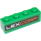 LEGO Green Brick 1 x 4 with 'LEXCORP' Sticker (3010)