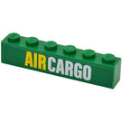 LEGO Grün Backstein 1 x 6 mit 'Luft CARGO' Aufkleber (3009)