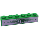 LEGO Green Brick 1 x 6 with Honeydukes in Diamond Shape Sticker (3009)