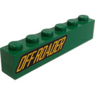 LEGO Vert Brique 1 x 6 avec Off Roader (La gauche) Autocollant (3009)