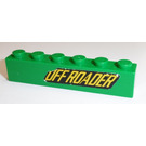 LEGO Green Brick 1 x 6 with 'OFF ROADER' (Right) Sticker (3009)