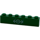 LEGO Grün Backstein 1 x 6 mit Zug Logo Aufkleber (3009)