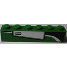 LEGO Vert Brique 1 x 6 avec blanc Porte (Droite) Autocollant (3009)