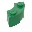 LEGO Green Brick 2 x 2 Round Corner with Stud Notch and Normal Underside (3063 / 45417)