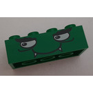 LEGO Green Brick 2 x 4 with Scary Smiling Face (3001)