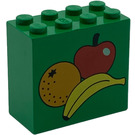 LEGO Vert Brique 2 x 4 x 3 avec Fruit Pomme, banane, orange (30144)