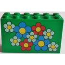LEGO Grün Backstein 2 x 6 x 3 mit rot, Weiß und Blau Blumen (6213)