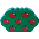 LEGO Green Brick 2 x 8 x 4 with Curved Ends with Apples (6214)