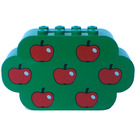 LEGO Green Brick 2 x 8 x 4 with Curved Ends with Apples (6214 / 82301)