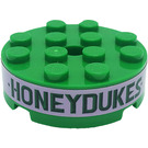 LEGO Vert Brique 4 x 4 Rond avec Trou avec Honeydukes sur Pink Background Autocollant (87081)