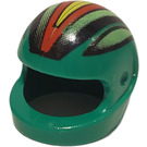 LEGO Green Crash Helmet with Red/Lime Stripes (2446 / 43714)