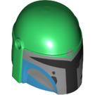 LEGO Green Helmet with Sides Holes with Mandalorian Female Tribe Warrior Gray and Blue (66492 / 87610)