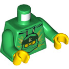LEGO Grün Hoodie Torso mit Ninjago Kopf auf Vorderseite und 'LLOYD' auf Der Rücken (973 / 76382)