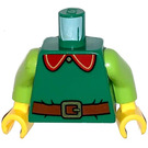 LEGO Grøn Minifig Torso med Rød Krave, Reddish-Brun Bælte og Golden Buckle (973)