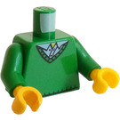 LEGO Grün Minifigur Torso mit V-neck Pullover over Blau Collared Hemd (76382 / 88585)