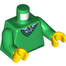 LEGO Groen Minifigure Torso met V-neck Sweater over Blauw Collared Shirt (76382 / 88585)