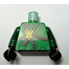 LEGO Verde Ninjago Marrón Rope Torso, Gold Medallion con Verde oscuro Brazos y Negro Manos (973)