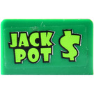 LEGO Groen Paneel 1 x 2 x 1 met 'JACK POT $' Sticker met afgeronde hoeken (4865)