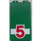 LEGO Grün Panel 1 x 2 x 3 mit "5" Aufkleber mit Seitenstützen - Hohlbolzen (74968)