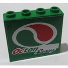 LEGO Vert Panneau 1 x 4 x 3 avec Octan Racing logo (La gauche Côté) Autocollant avec supports latéraux, tenons creux (35323)