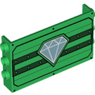 LEGO Groen Paneel 1 x 6 x 3 met noppen aan de zijkant met Diamant en Zwart lines (66537 / 98280)