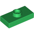 LEGO Grøn Plade 1 x 2 med 1 Stud (med riller) (3794 / 15573)