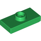 LEGO Grün Platte 1 x 2 mit 1 Stud (mit Nut und unterem Bolzenhalter) (15573 / 78823)